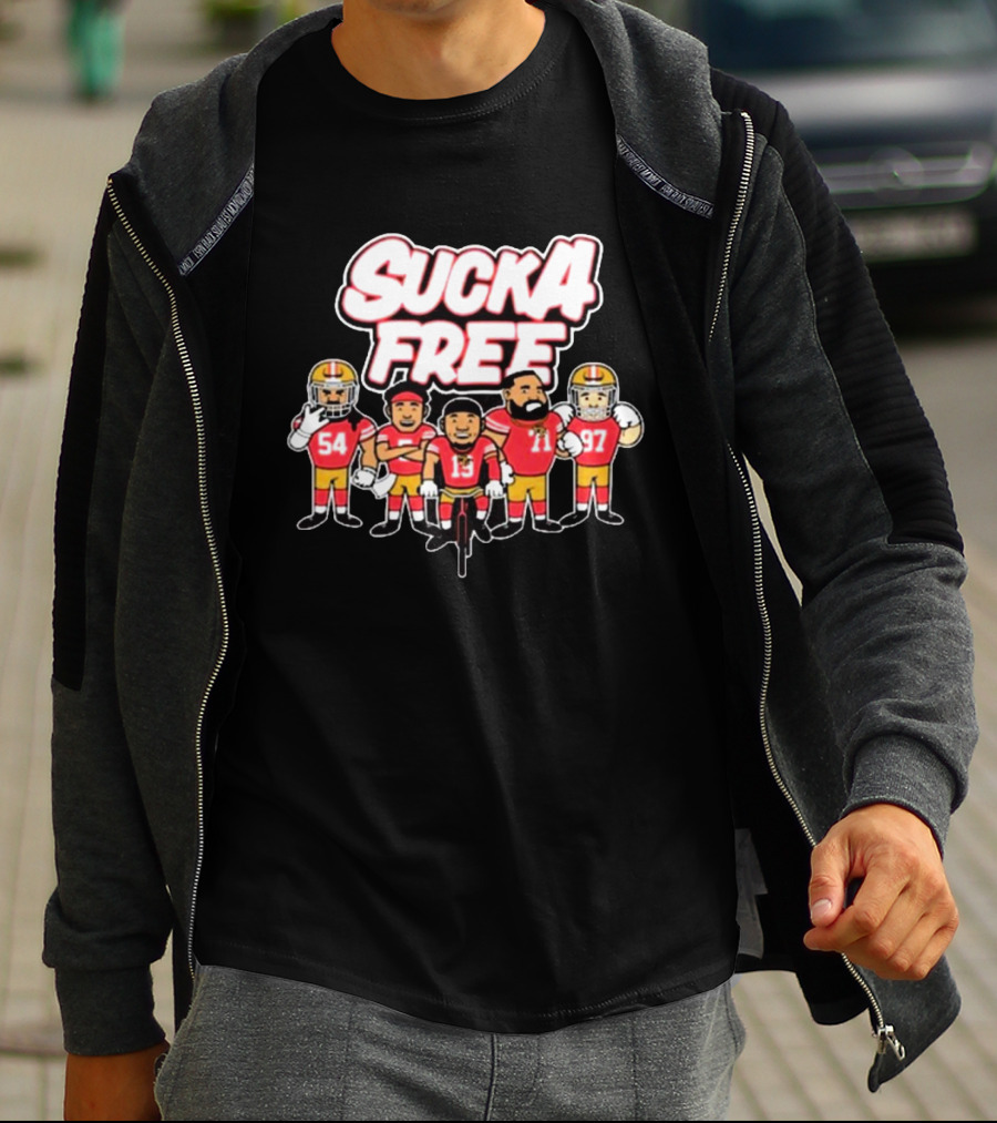 Sucka Free 5 San Francisco 49ers NFL Cartoon Players 54 13 71 97 T-Shirt