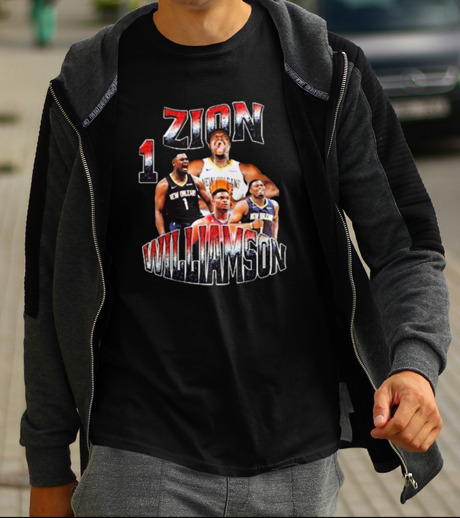 Zion Williamson Number 1 New Orleans Pelicans Player Collage T-Shirt