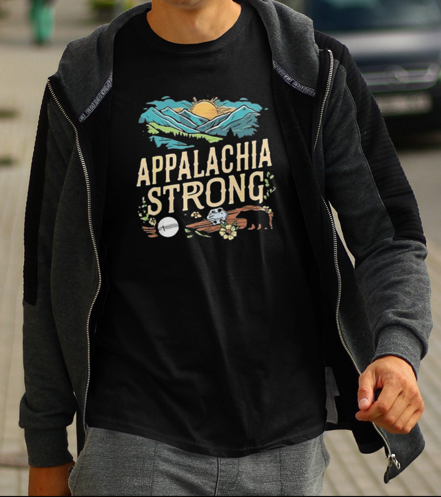 Appalachia Strong Mountain Sunrise Bear And Skull T-Shirt