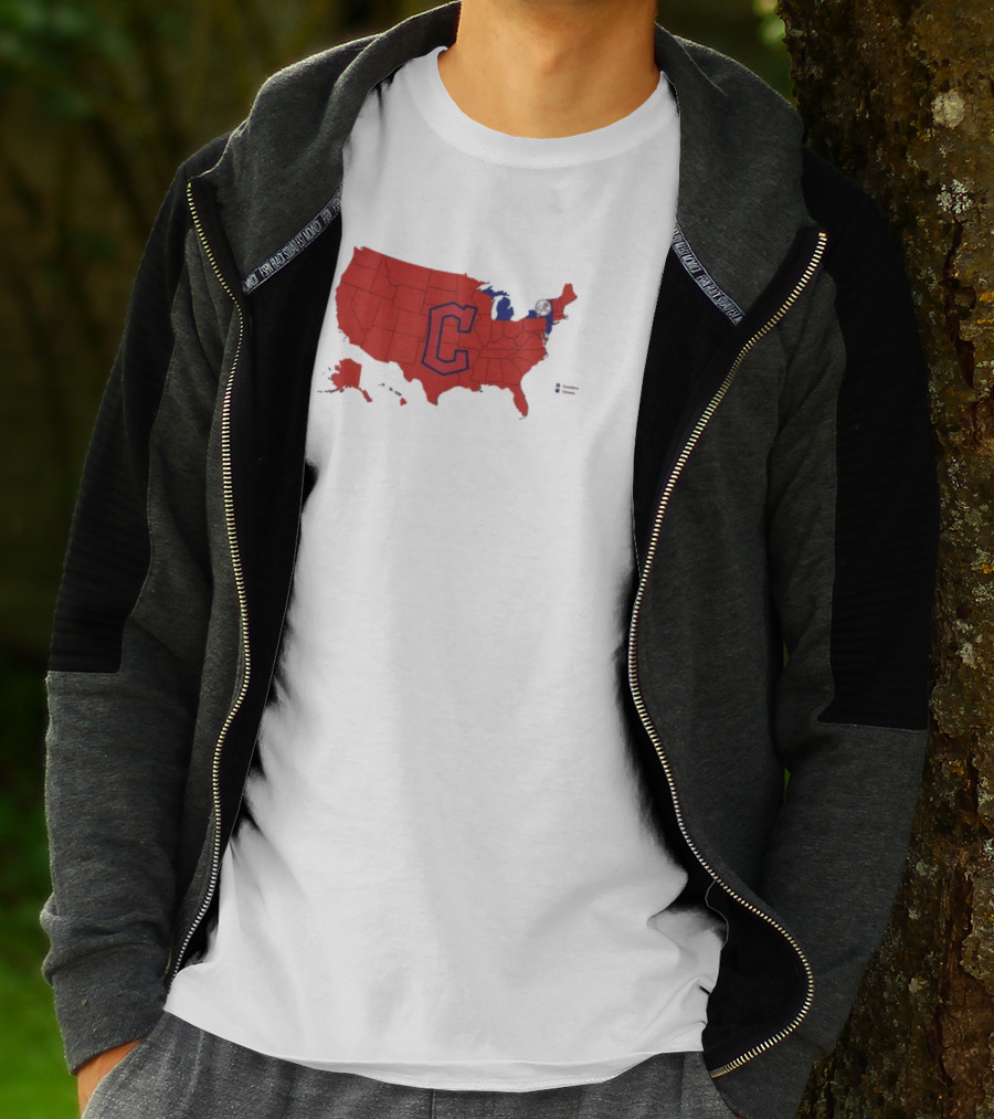 Map Of Who America Is Rooting For In The NLCS Cleveland Guardians MLB Logo USA Outline T-Shirt