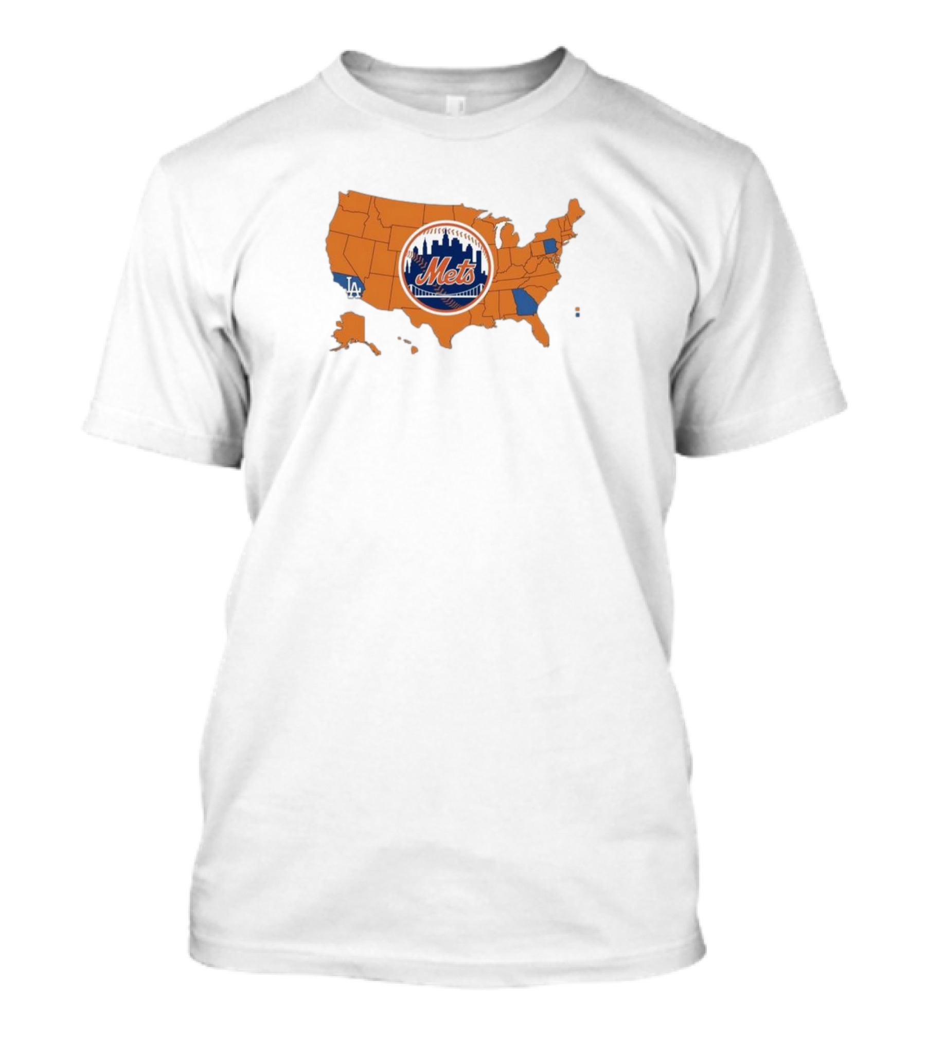 Map Of America Rooting For Mets With Dodgers And Braves Highlights In NLCS MLB T-Shirt