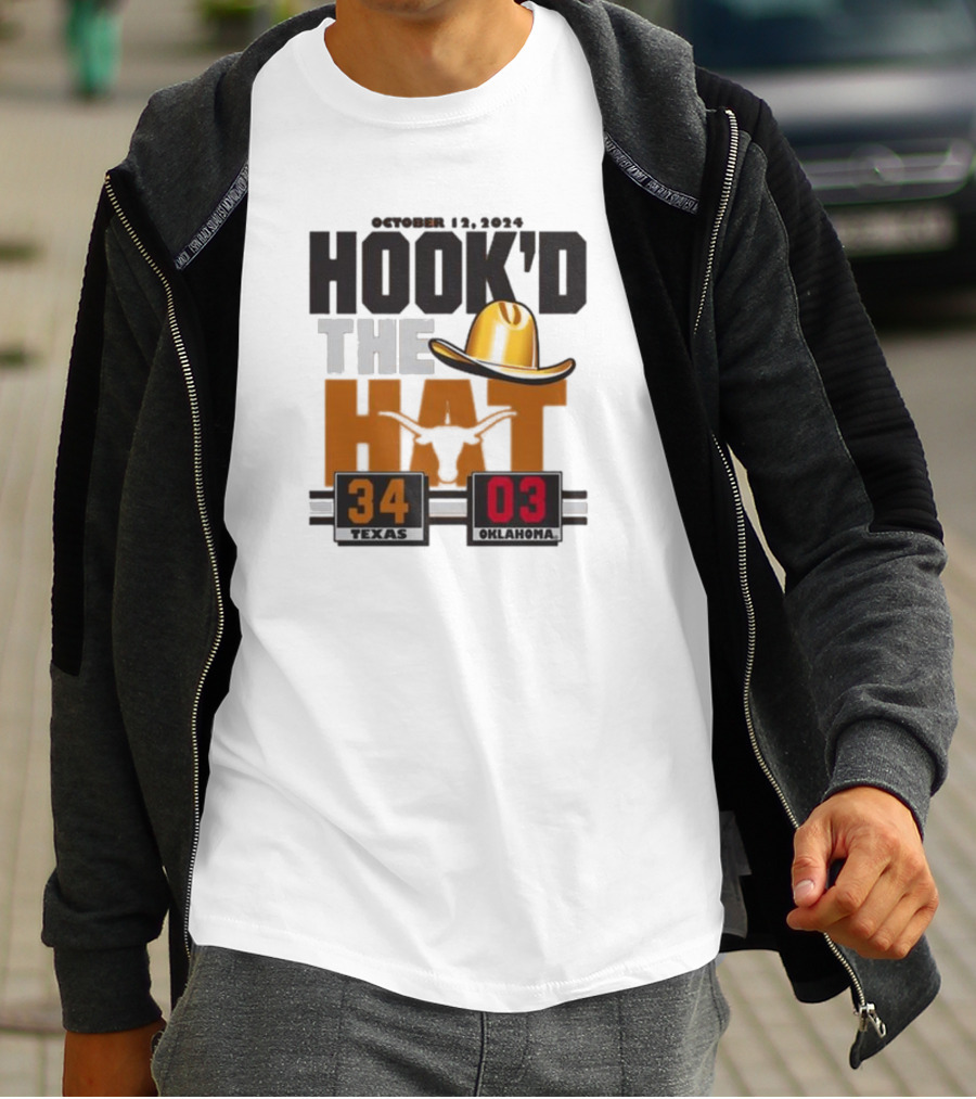 Hook’d The Hat 34 3 Texas Longhorns Red River Rivalry Score T-Shirt