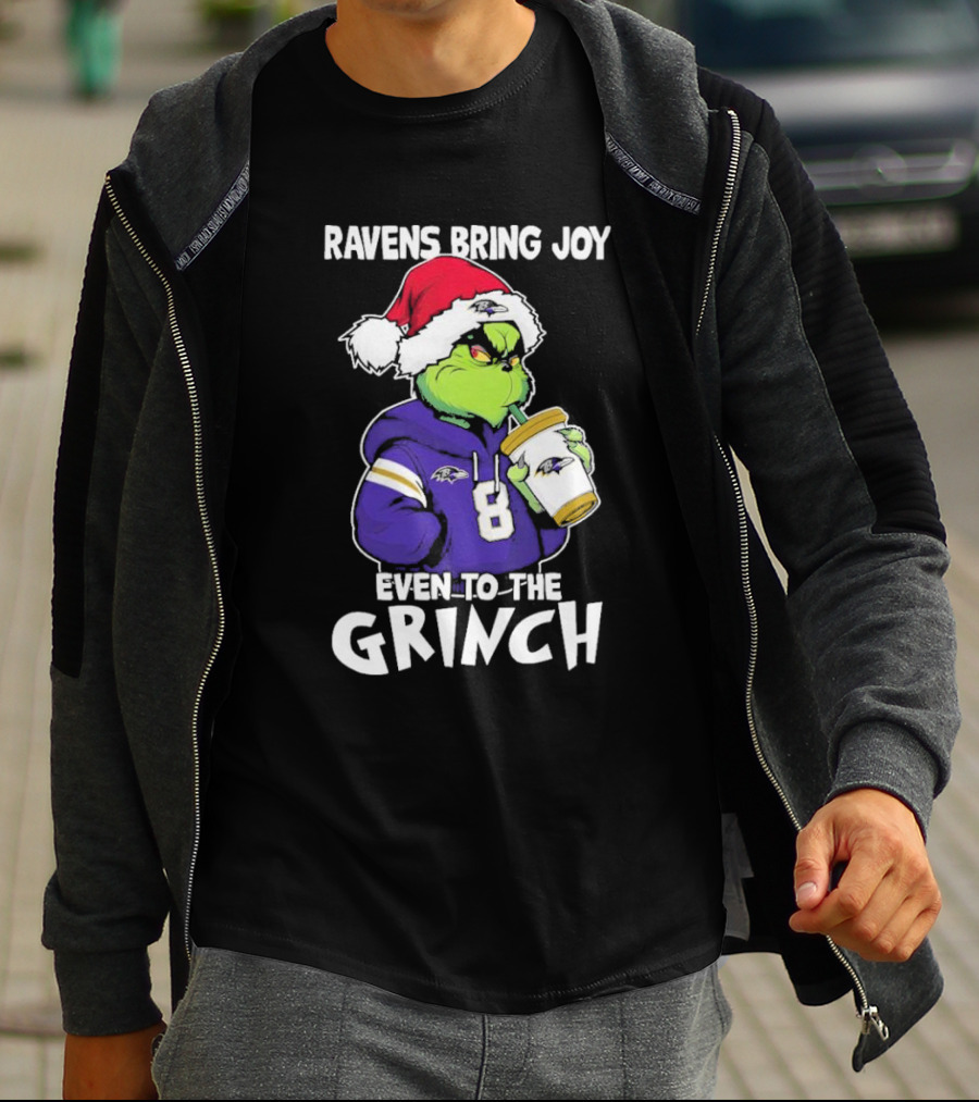 Ravens Bring Joy Even To The Grinch Christmas T-Shirt
