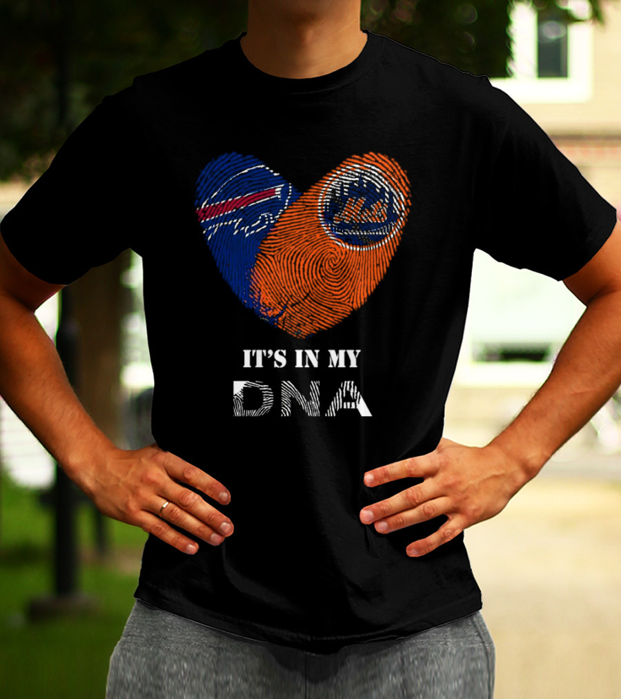 Buffalo Bills New York Mets It's In My DNA Heart T-Shirt