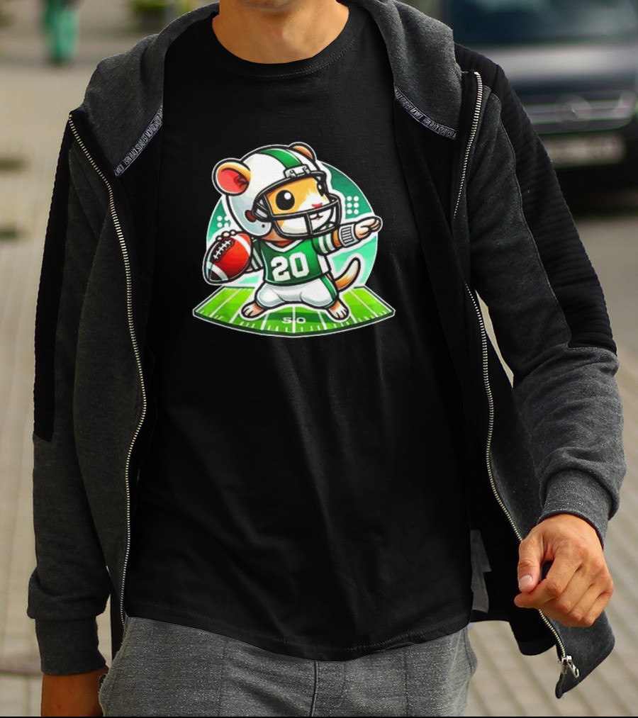 Cute Gerbil Football Quarterback Team Player T-Shirt