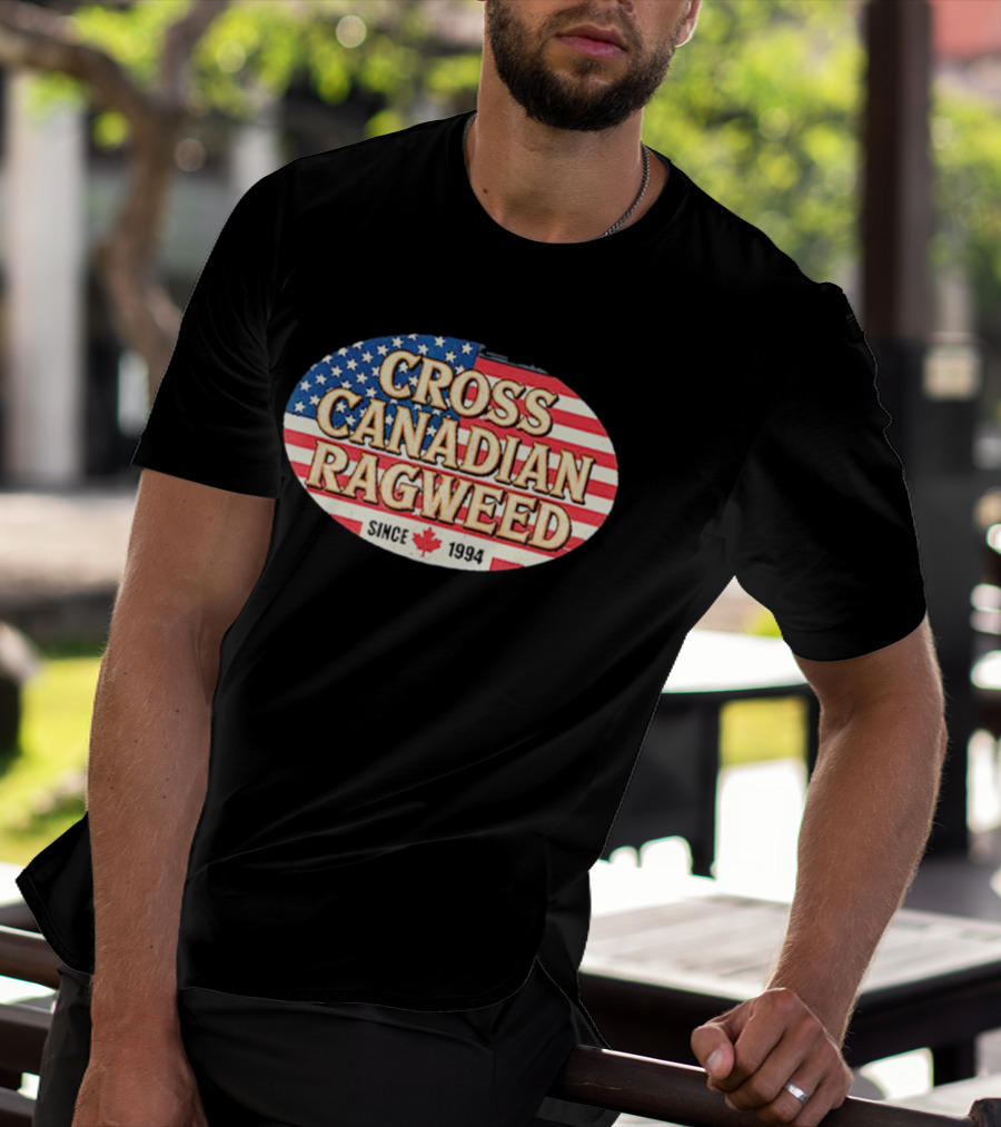 I Miss Ragweed Cross Canadian Ragweed Since 1994 American Flag Background T-Shirt