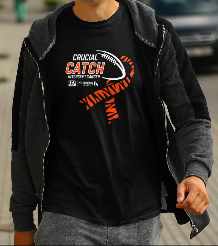 Cincinnati Bengals Crucial Catch Intercept Cancer Kettering Health T-Shirt
