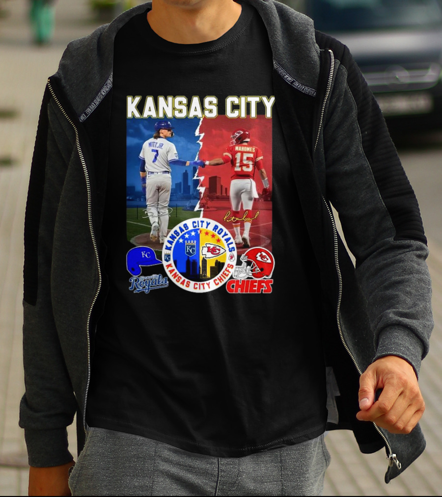 Kansas City Royals Robert Witt Jr. Chiefs Patrick Mahomes Signatures Royals Chiefs T-Shirt