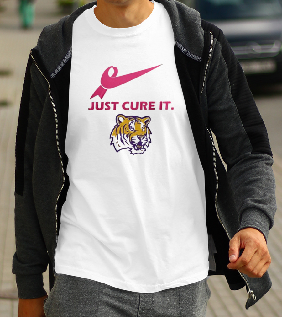 LSU Tigers Pink Ribbon Just Cure It T-Shirt