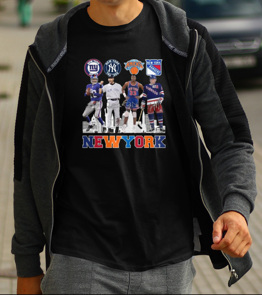 New York Giants Yankees Knicks Rangers Signatures Legend T-Shirt