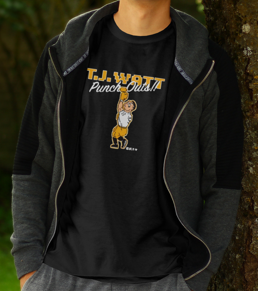 T.J. Watt Punch-Outs Pittsburgh Steelers NFL Boxer Victory T-Shirt