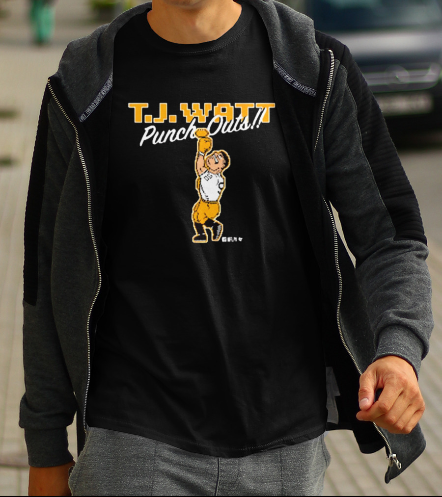 T.J. Watt Punch-Outs Pittsburgh Steelers NFL Boxer Victory T-Shirt
