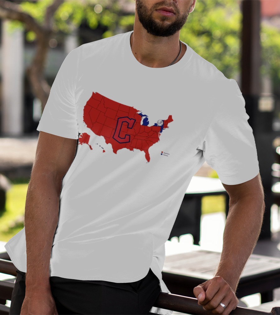 Map Showing Cleveland Guardians Dominance Over New York Yankees In ALCS Fan Support Across America T-Shirt