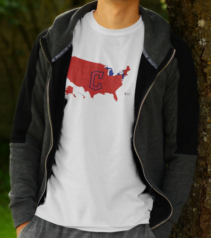 Map Showing Cleveland Guardians Dominance Over New York Yankees In ALCS Fan Support Across America T-Shirt