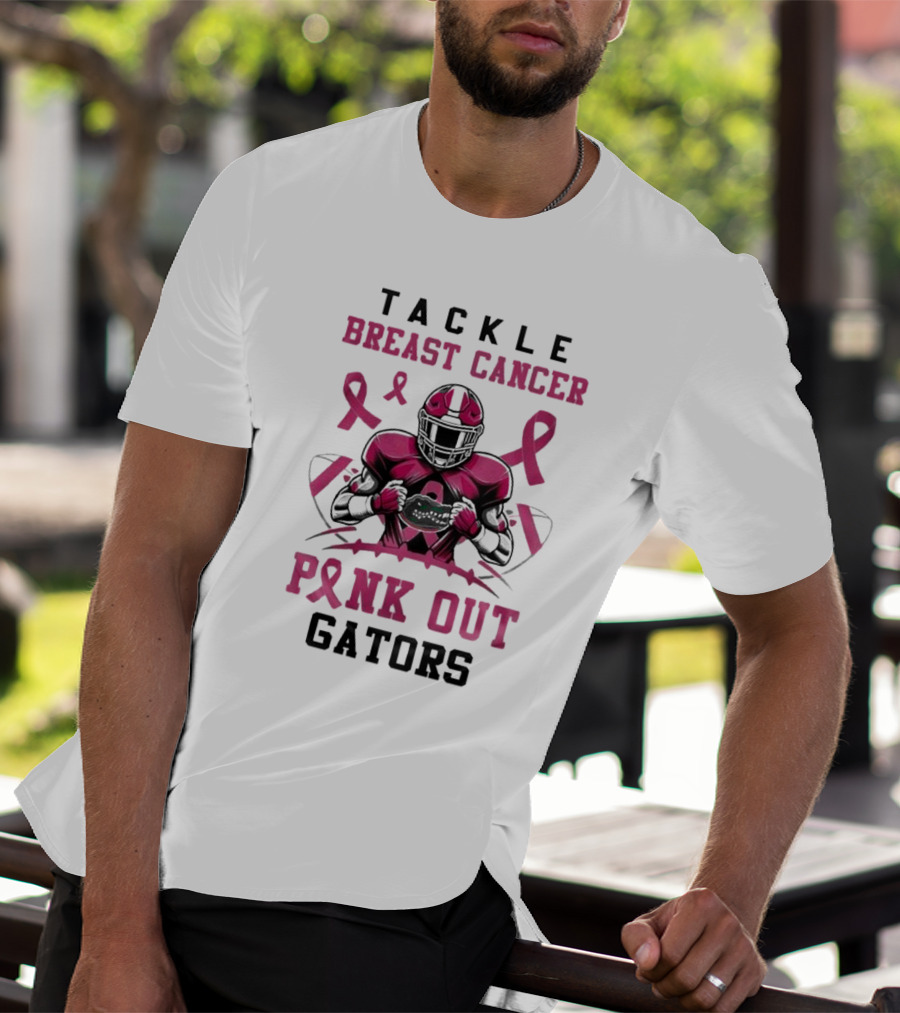 Tackle Breast Cancer Pink Out Gators Football T-Shirt