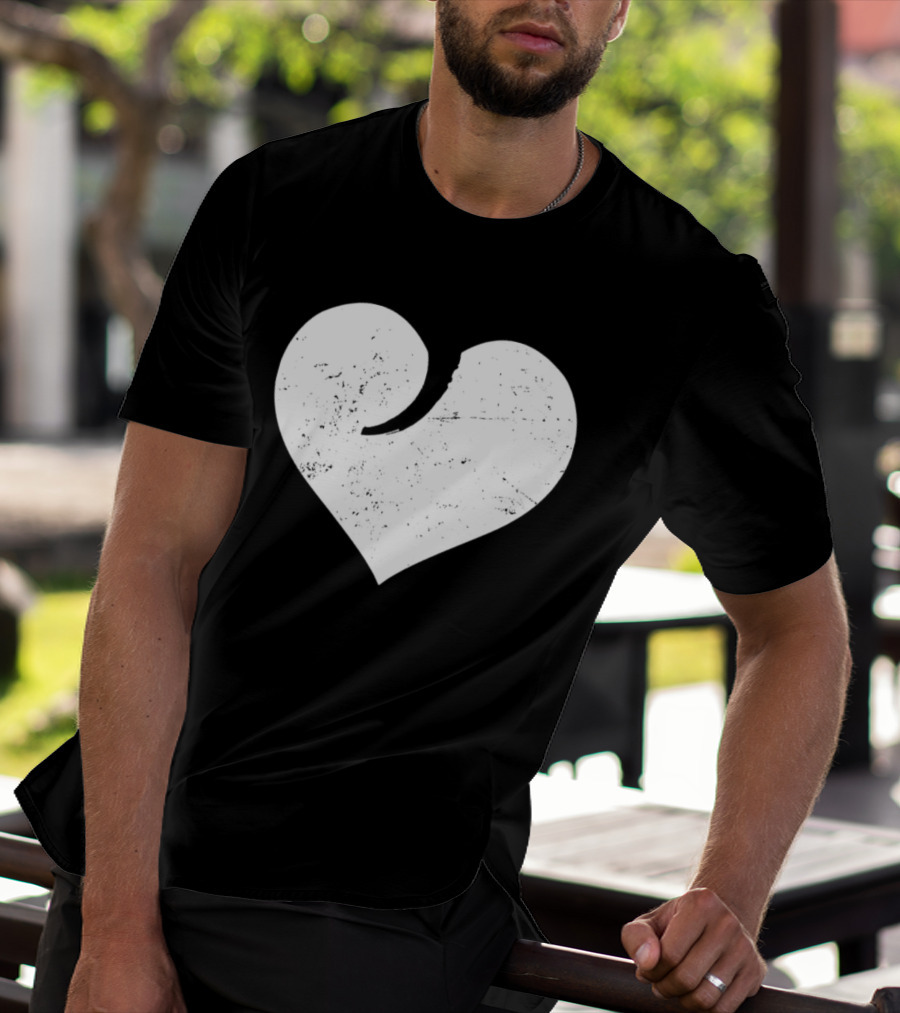Gun Trigger Heart Distressed White Heart Shape T-Shirt