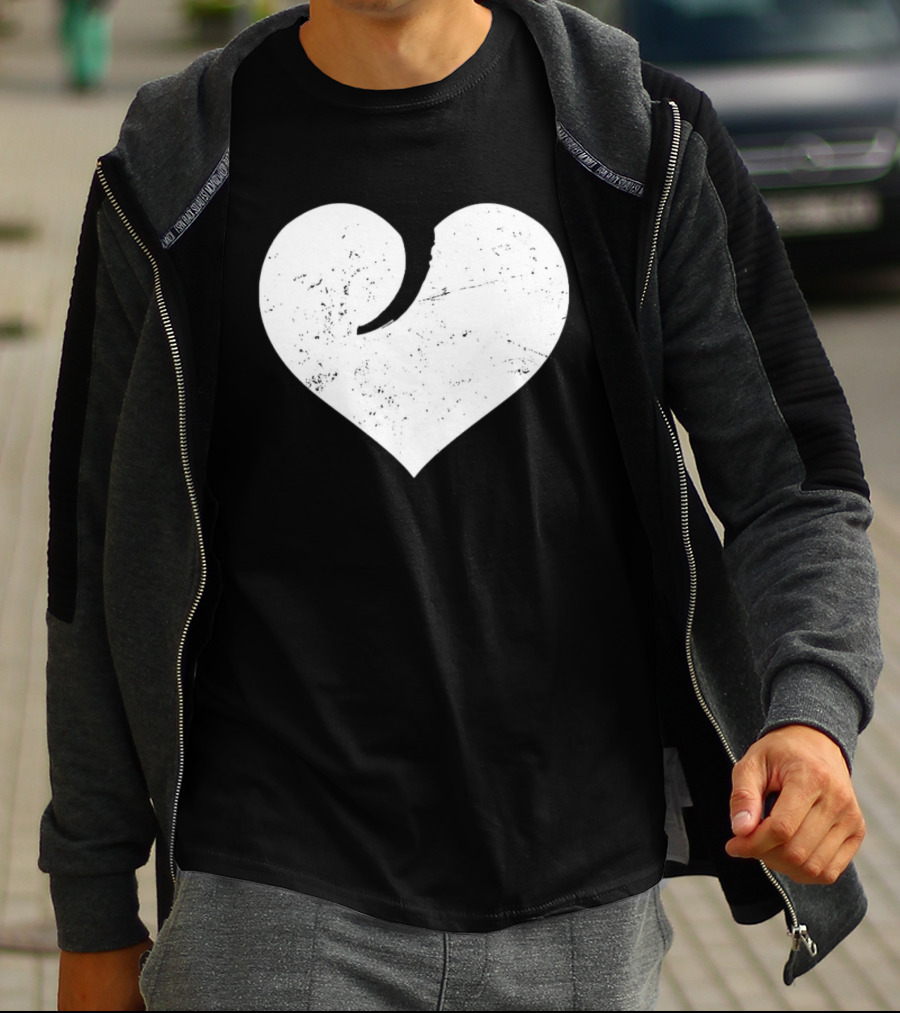 Gun Trigger Heart Distressed White Heart Shape T-Shirt