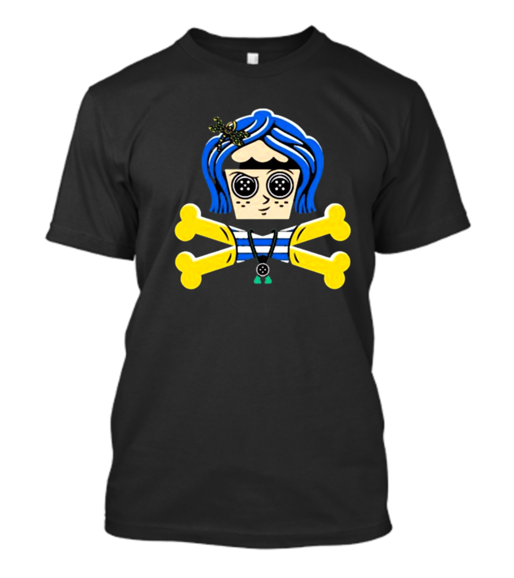 Coraline Inspired Button Eyed Crossbones By Johnny Cupcakes T-Shirt