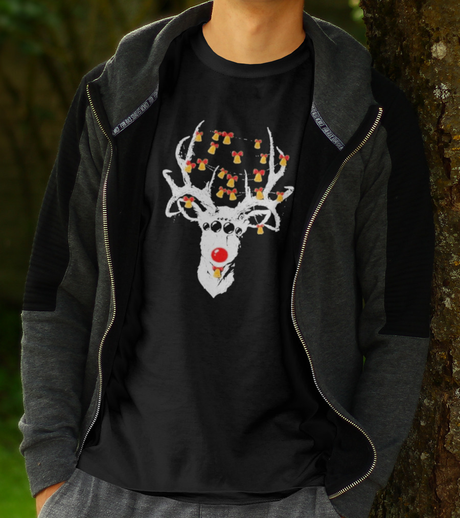 Reindeer Deer Christmas Rudolph With Bells T-Shirt