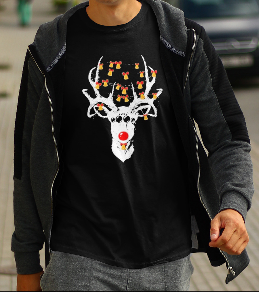Reindeer Deer Christmas Rudolph With Bells T-Shirt