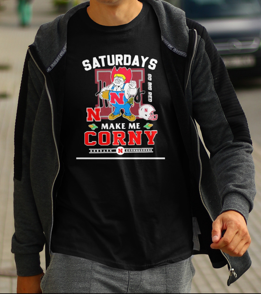 Saturdays Go Big Red Nebraska Cornhuskers Make Me Corny T-Shirt
