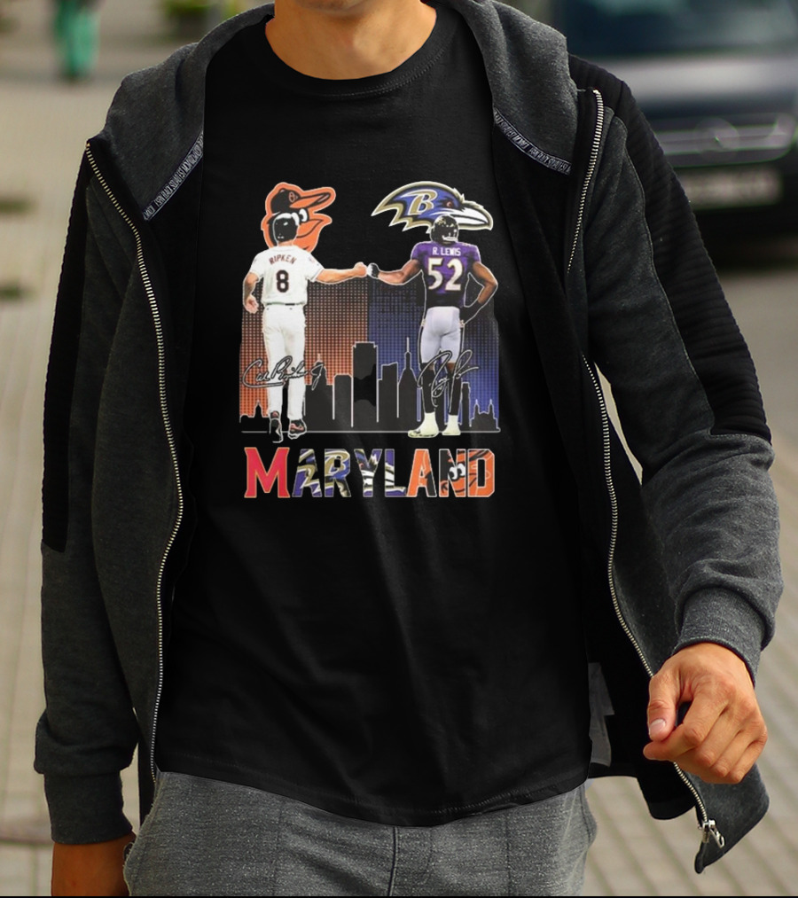 Orioles Ripken Ravens Lewis Maryland Icons And Signatures T-Shirt