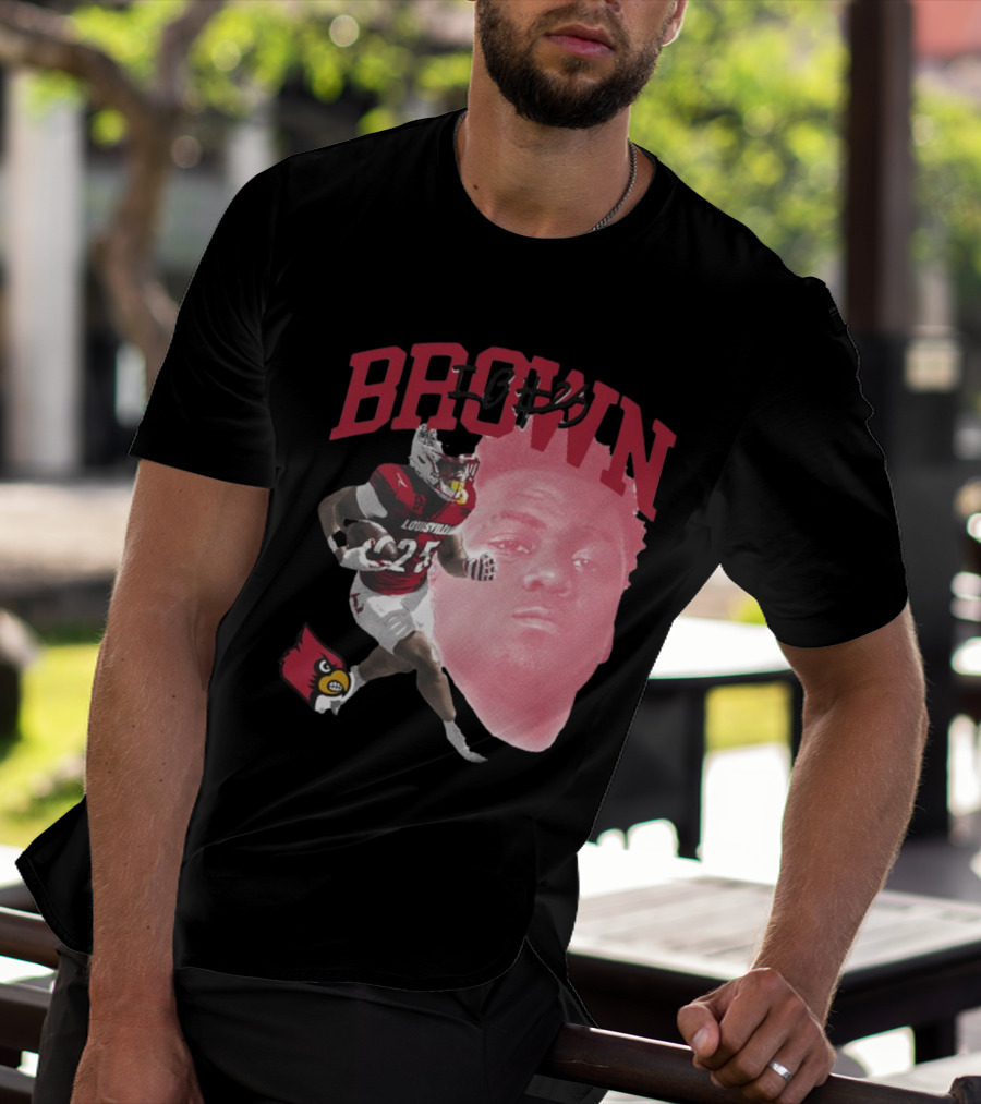 Brown IB #25 Louisville Cardinals Football Player T-Shirt