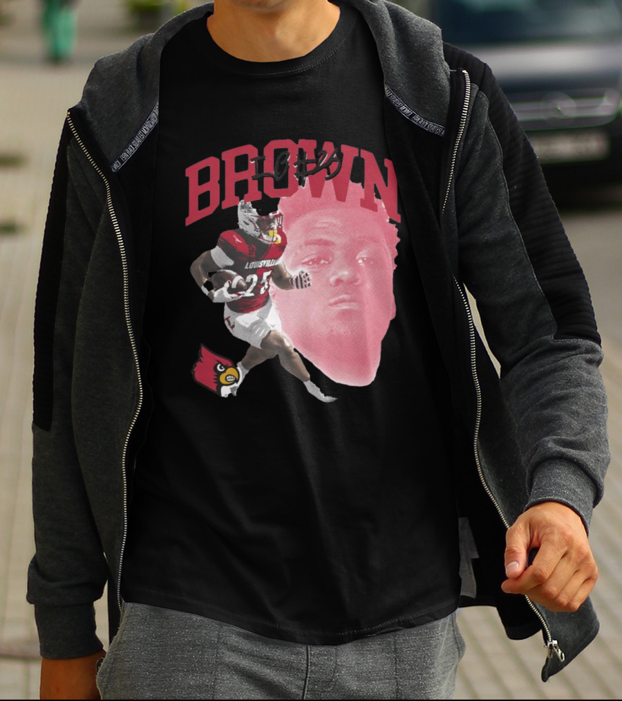 Brown IB #25 Louisville Cardinals Football Player T-Shirt