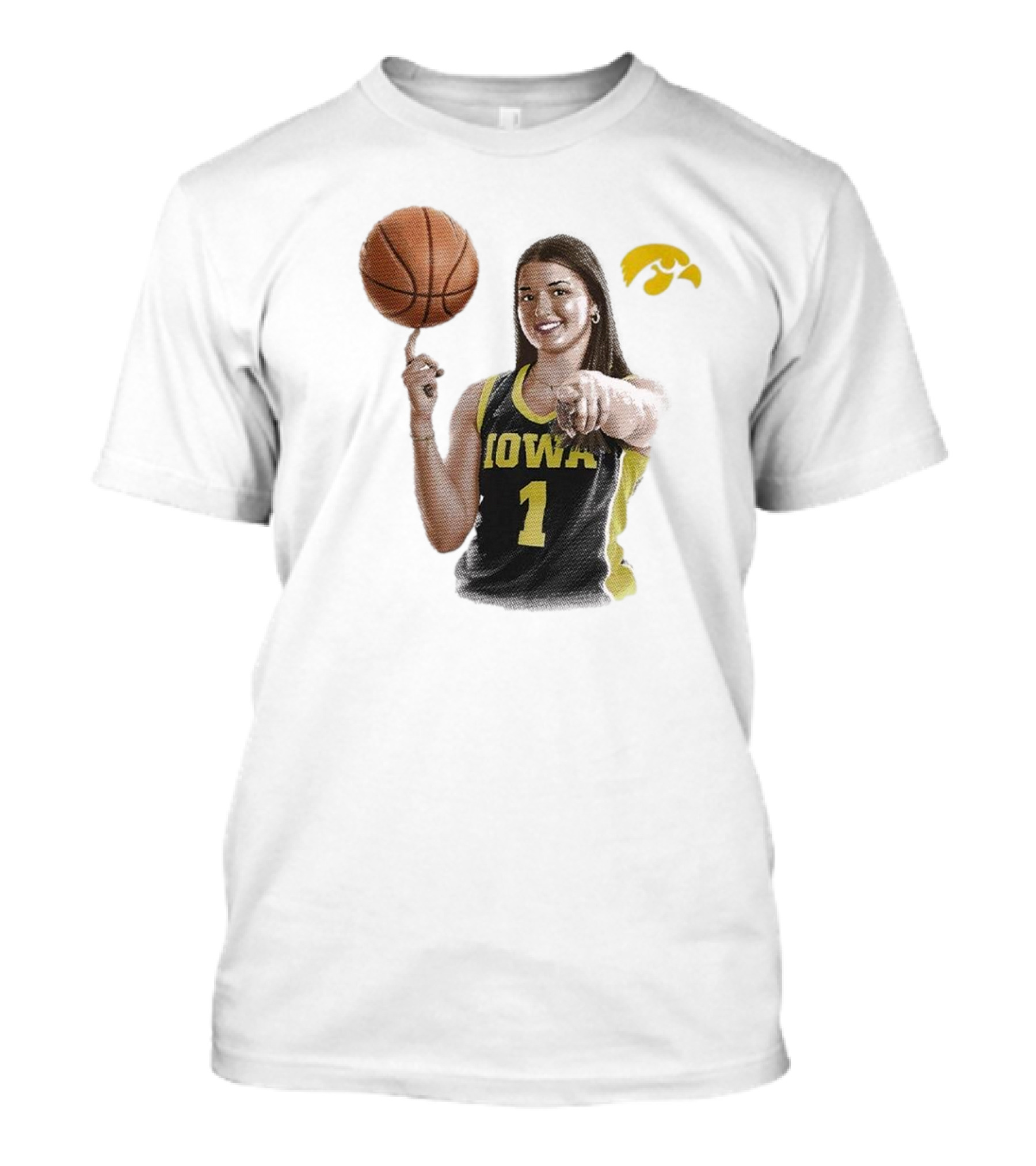 Taylor Stremlow Iowa Basketball Number 1 Portrait Signature With Team T-Shirt