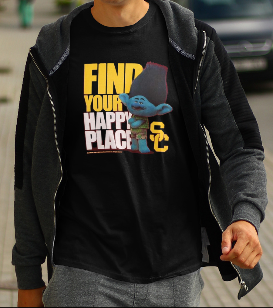 USC Trojans Find Your Happy Place SC Branch Trolls T-Shirt