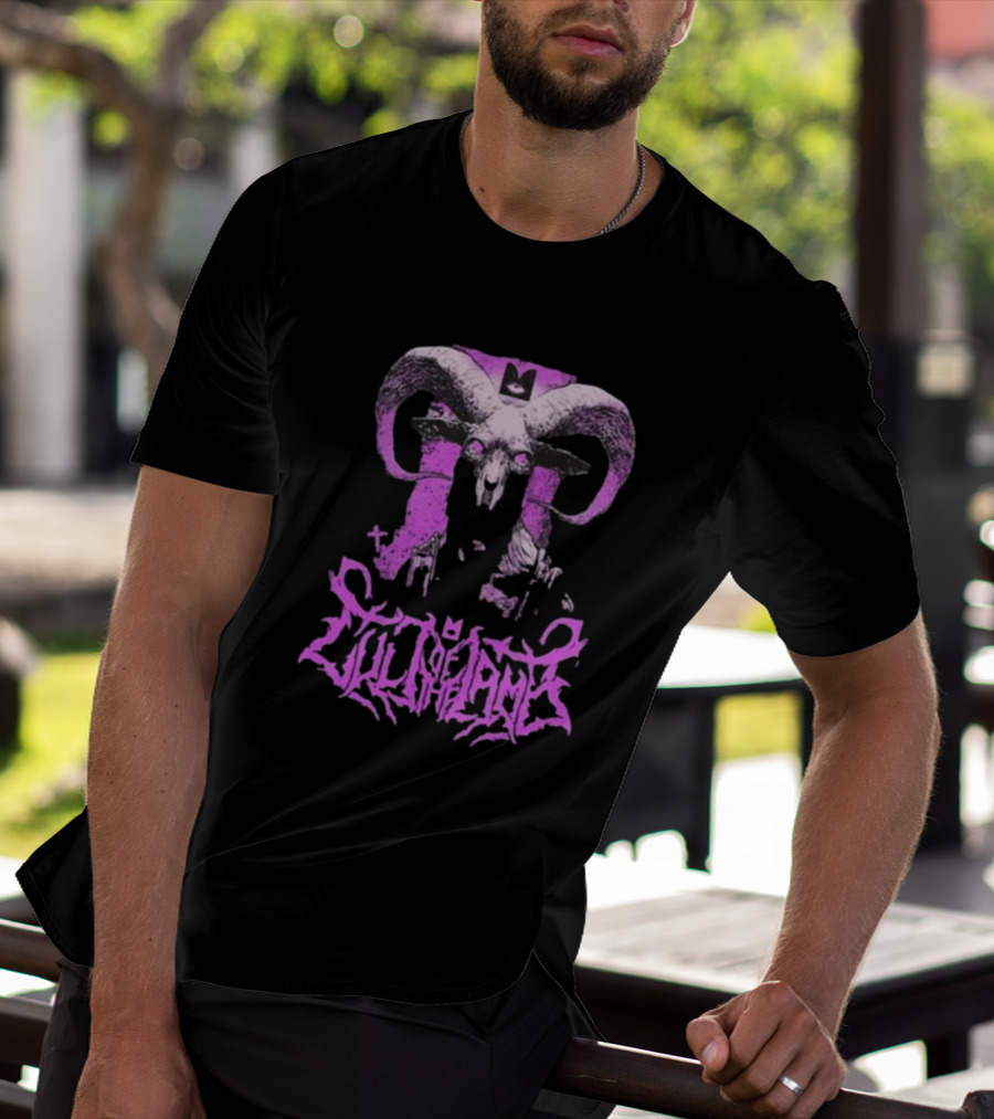 Cult Of The Lamb Unholy Goat Ram Skull Purple T-Shirt