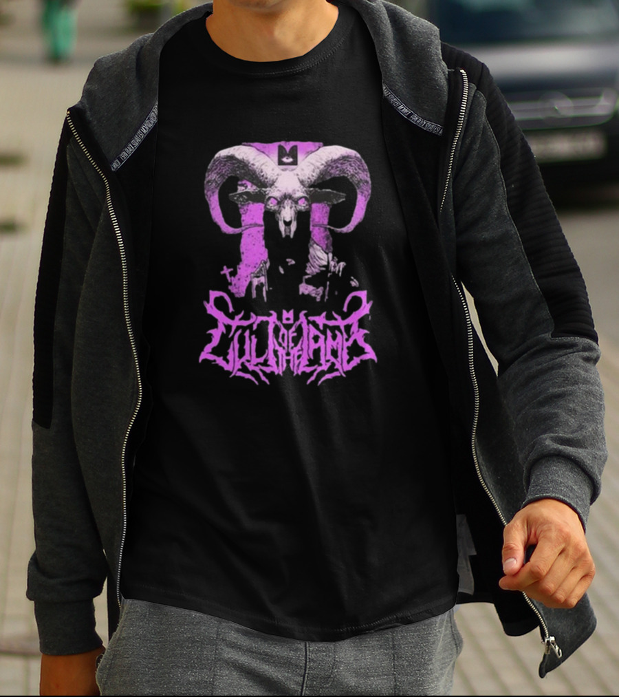 Cult Of The Lamb Unholy Goat Ram Skull Purple T-Shirt