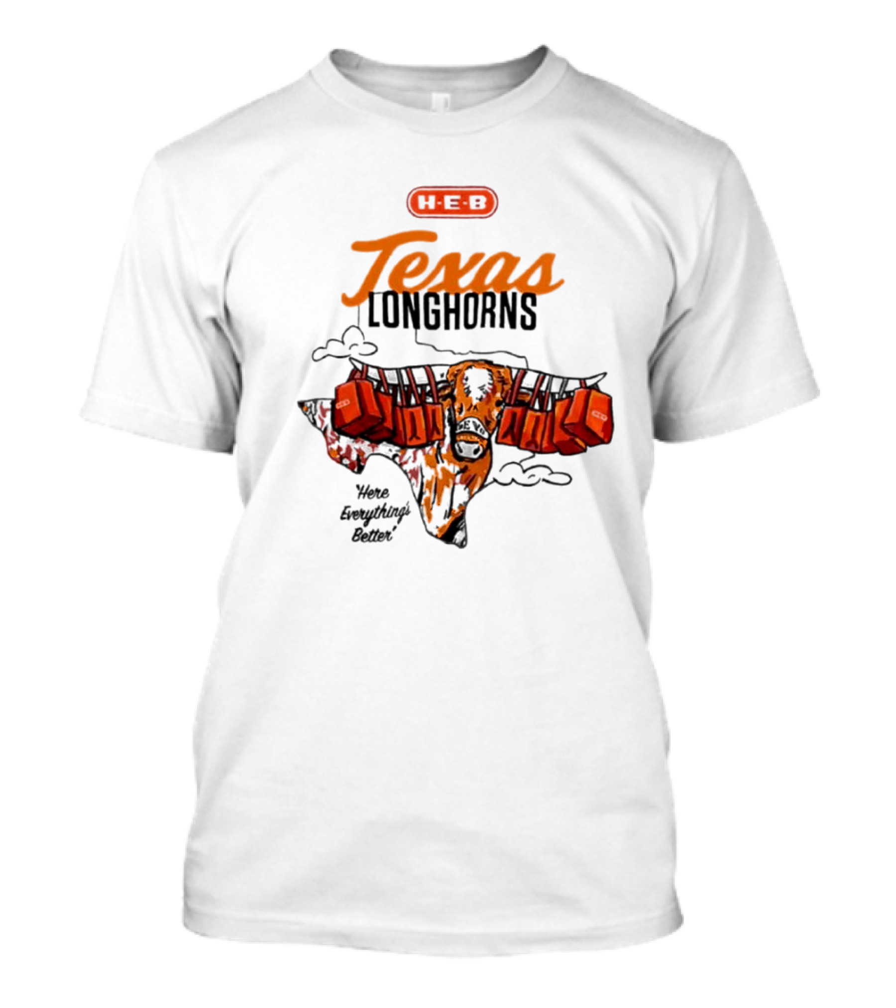 H-E-B Texas Longhorns Here Everything's Better Hook 'em Horns T-Shirt