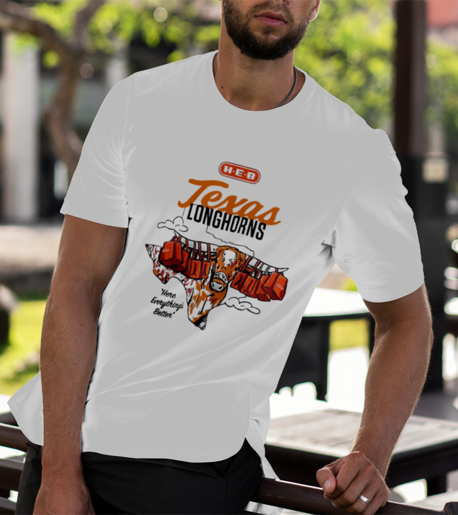 H-E-B Texas Longhorns Here Everything's Better Hook 'em Horns T-Shirt