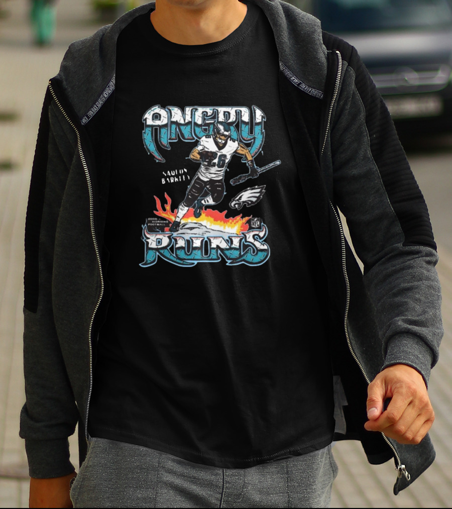 Philadelphia Eagles Angry Runs NFL Saquon Barkley Football Player T-Shirt