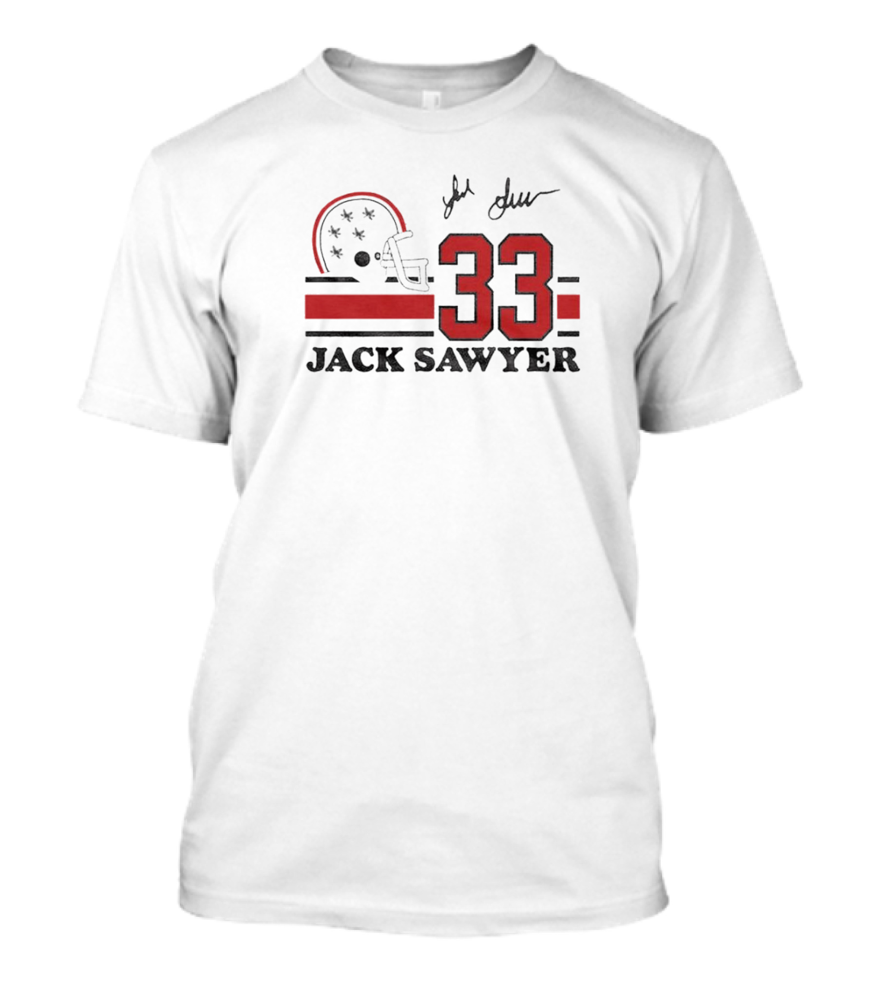 Jack Sawyer #33 Ohio State Signature Helmet And Jersey T-Shirt