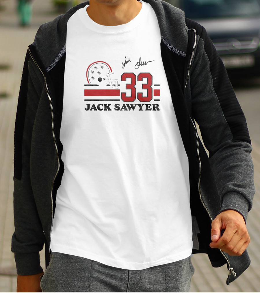 Jack Sawyer #33 Ohio State Signature Helmet And Jersey T-Shirt