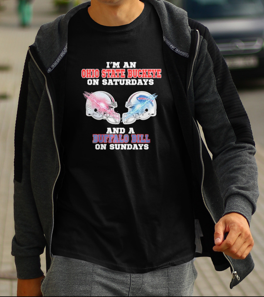 I'm An Ohio State Buckeye On Saturdays And A Buffalo Bill On Sundays Helmet T-Shirt