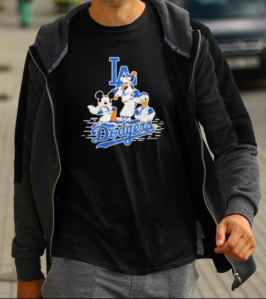 Los Angeles Dodgers Mickey Mouse Donald Duck Goofy Baseball T-Shirt