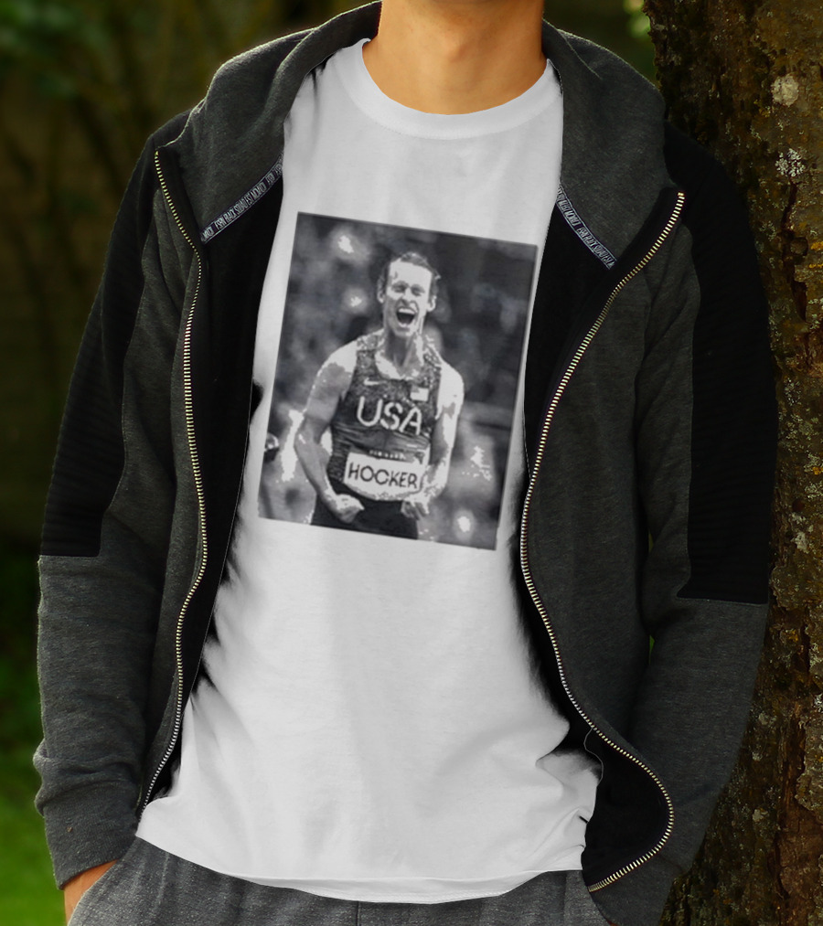 USA Cole Hocker Olympic Photo Signature T-Shirt