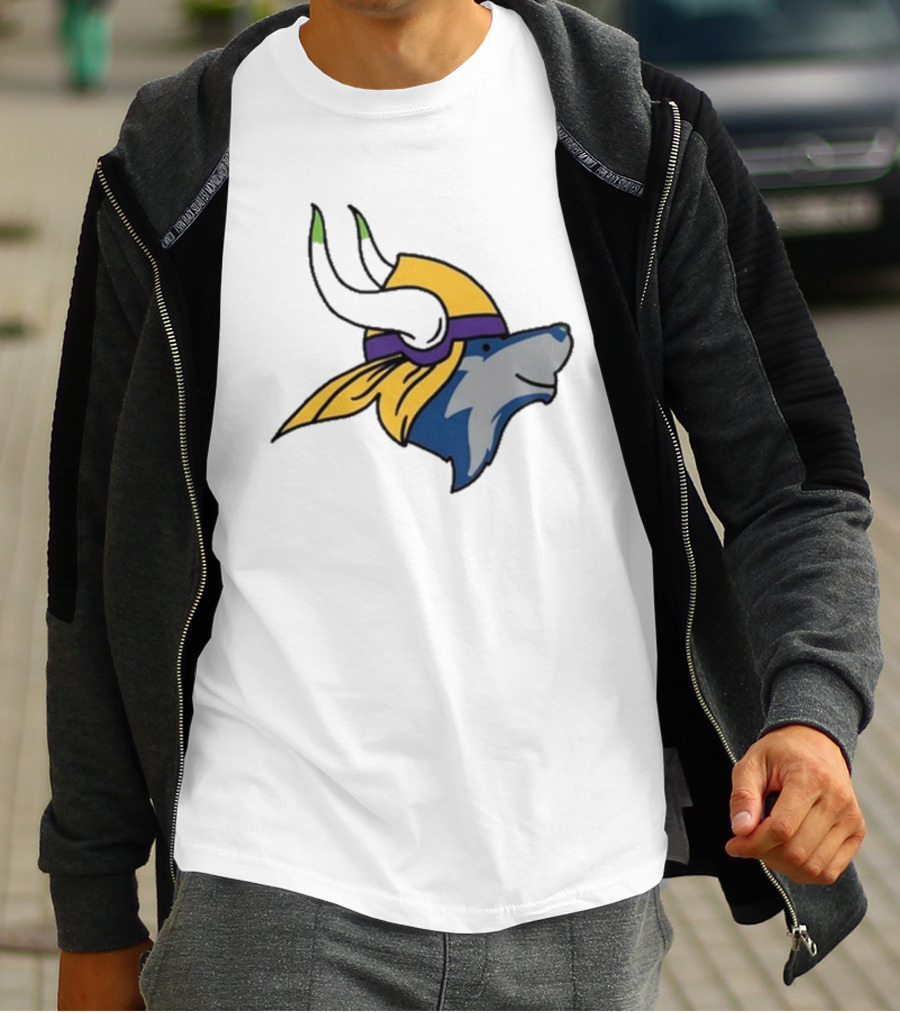 Maplewedgie Corndoggylol Minnesota Timbervikes Vikings Wolf Helmet Nordic Spirit Fusion T-Shirt