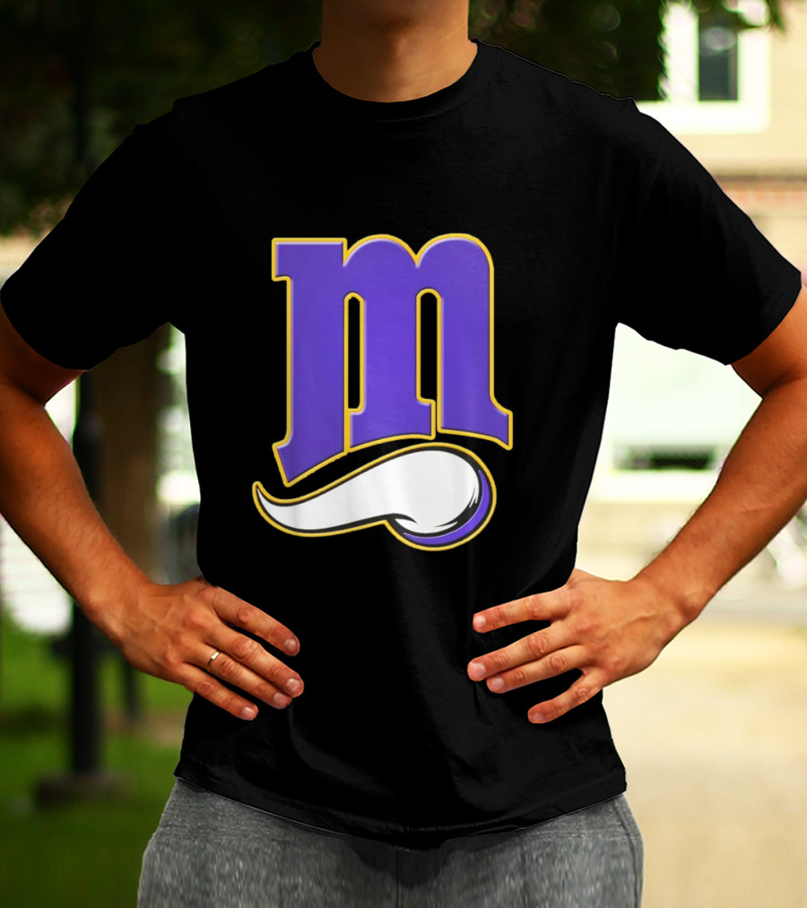 Minnesota Vikings And Minnesota Twins M Logo Fusion In Purple And White T-Shirt