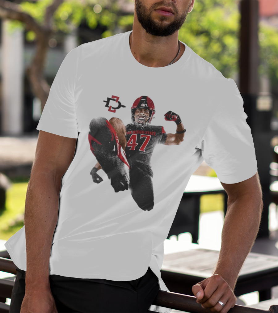 Trey White San Diego State Aztecs 47 Football Jump T-Shirt