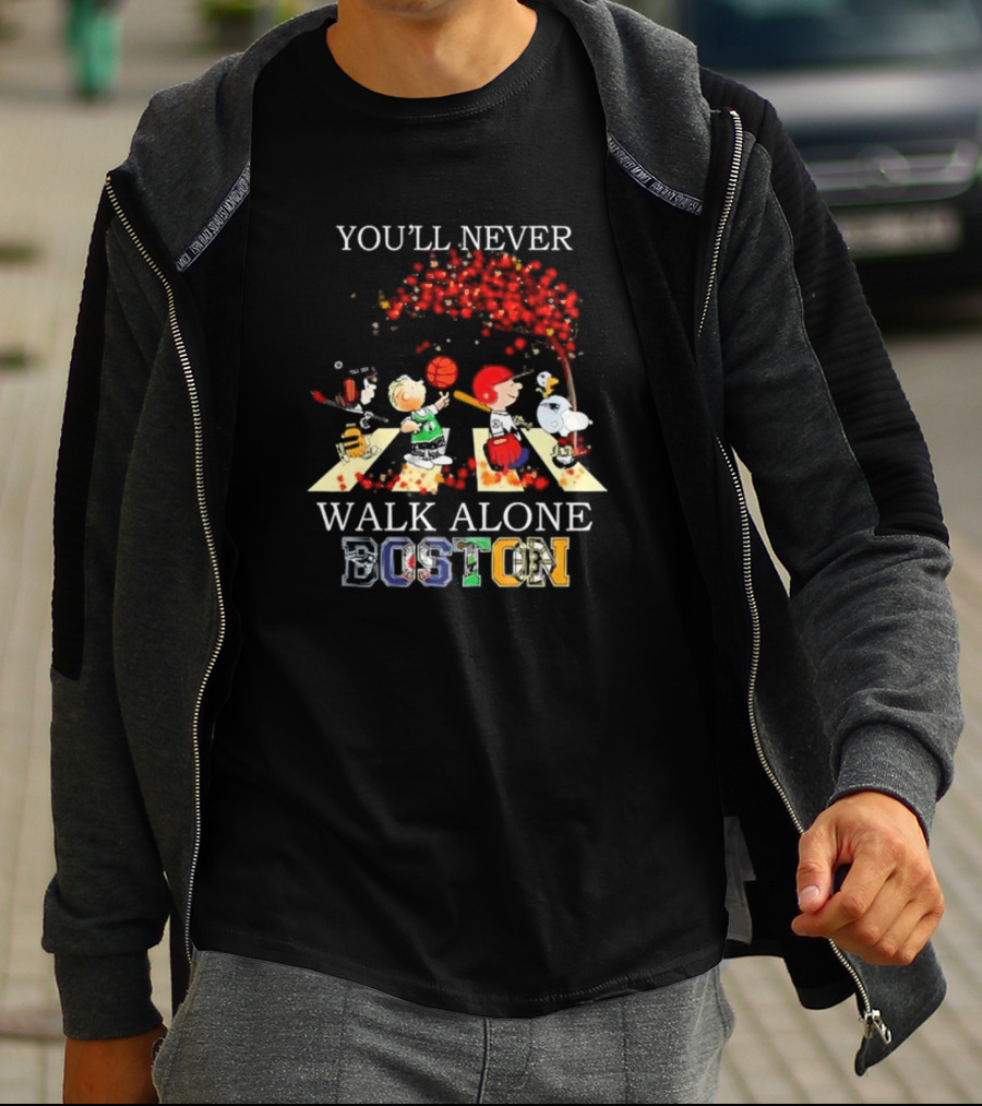 Peanuts Characters You’ll Never Walk Alone Boston Sports City Team T-Shirt