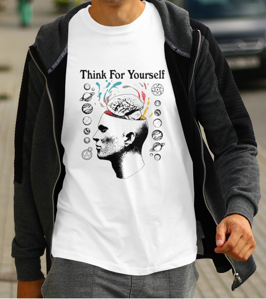Joe Bartolozzi Think For Yourself Brain Out Open Planets T-Shirt