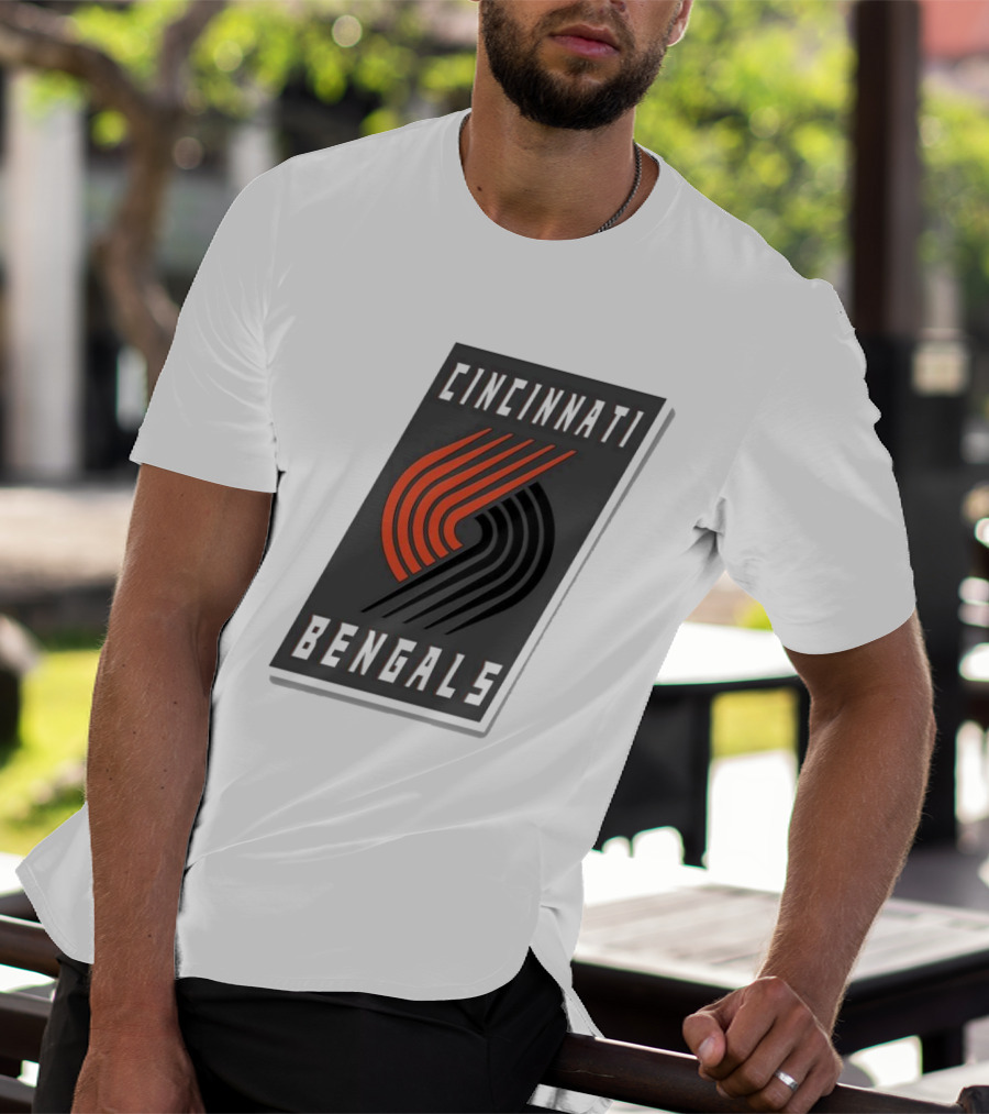 Cincinnati Bengals X Portland Trail Blazers Mashup Logo NFL NBA T-Shirt