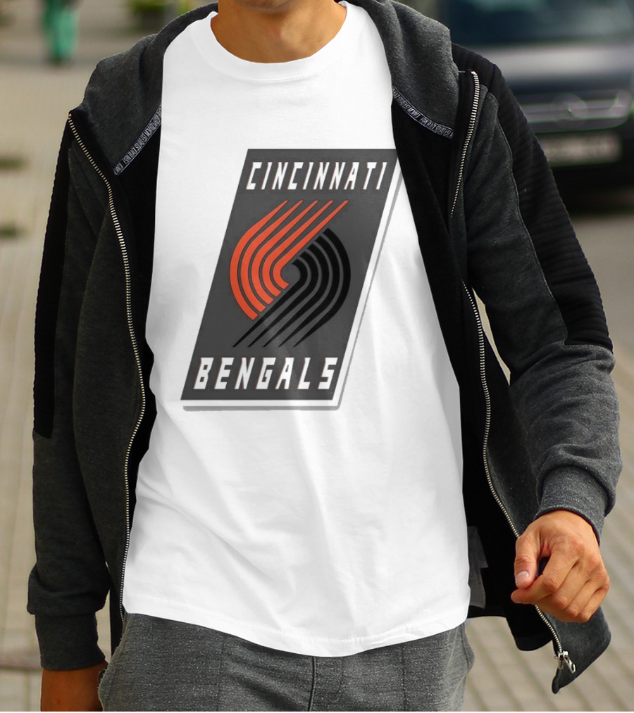 Cincinnati Bengals X Portland Trail Blazers Mashup Logo NFL NBA T-Shirt