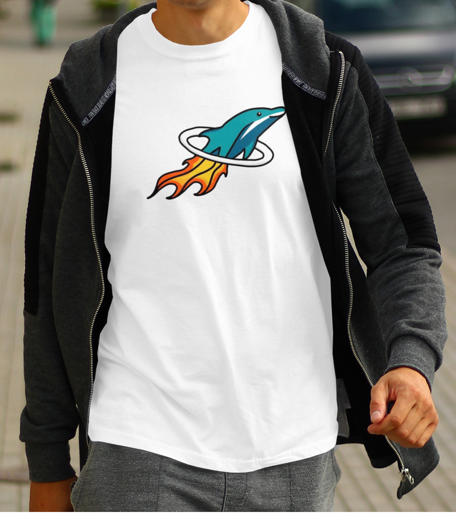 Dolphins X Rockets Crossover Logo Mashup T-Shirt