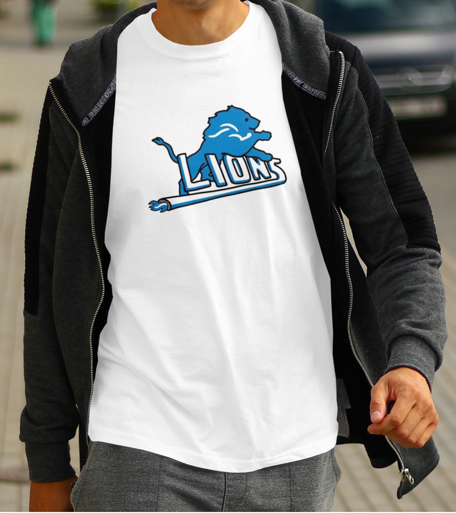 NFL Detroit Lions Blue Logo Mashup With NBA Detroit Pistons Inspired T-Shirt