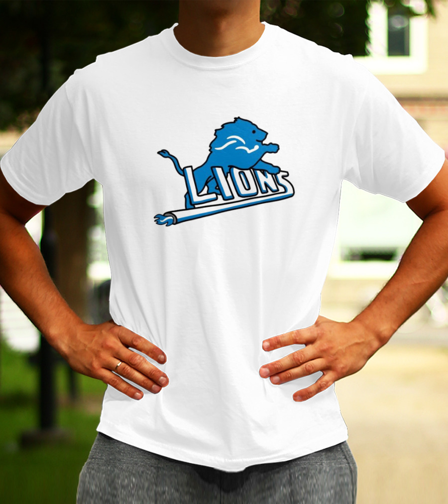 NFL Detroit Lions Blue Logo Mashup With NBA Detroit Pistons Inspired T-Shirt